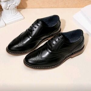 Kids Black Dress Wingtip Oxfords